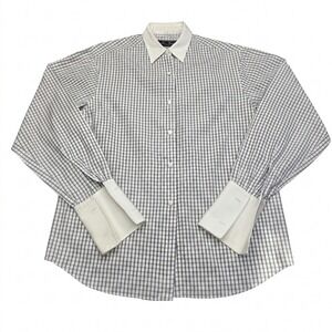 Alain Figaret Paris Men's Dress Shirt 40 15.75 Gray Check French Cuff France L